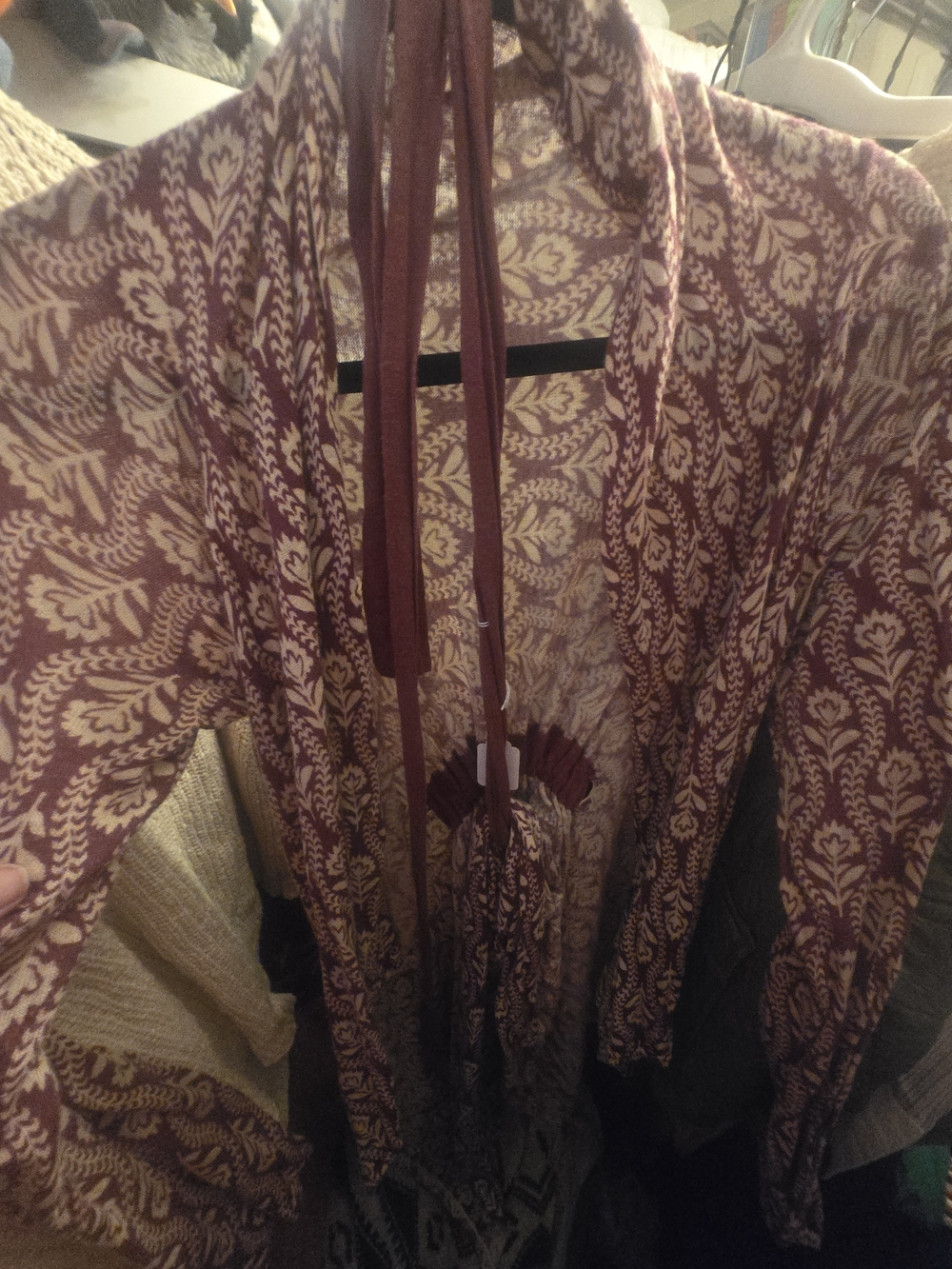 Wildflowers Mauve and Cream Printed Open Cardigan